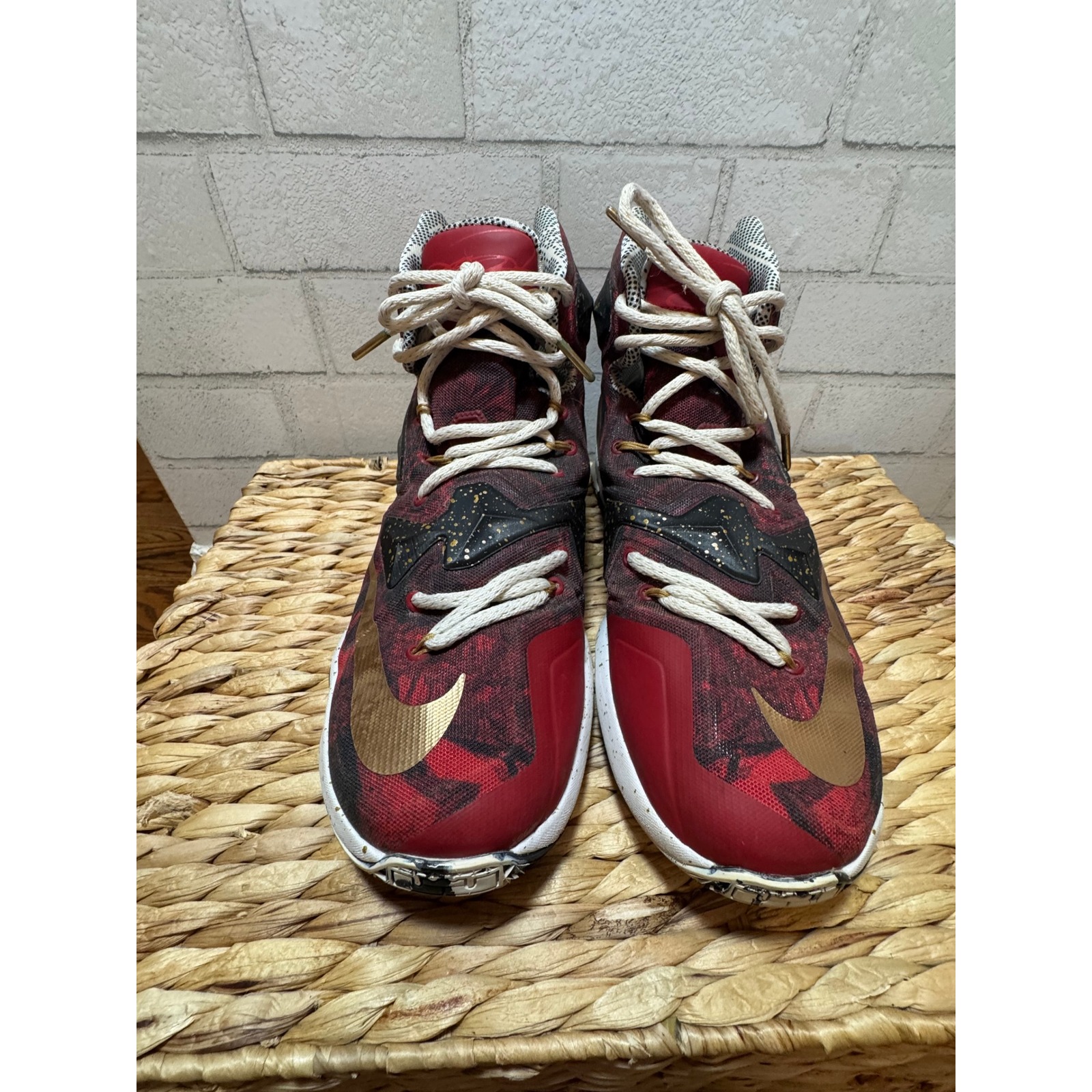 Nike Lebron 13 Nike Id Red And Gold Mens 11